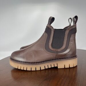 Pajar Chelsea Boots Women's 36 / 5-5.5 Brown Leather Chunky Lug Platform Pull On